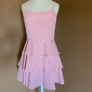 pink daisy tiered mini dress